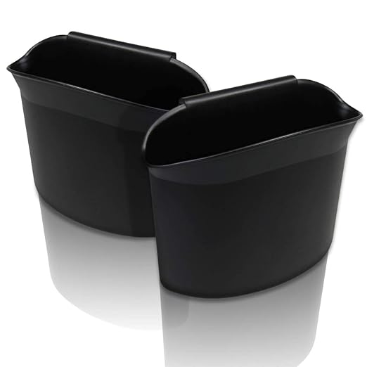 Portable Hanging Mini Car Garbage Can – Classic Black Trash Container - Premium Quality Automotive Universal Compact Traveling Wastebasket for Vehicle,Office,Home (2-Pack)