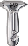 Safety Hammer - Emergency Automotive Escape Tool with Window Breaker, Seat Belt Cutter & Adjustable Car Visor Strap - Tempered Glass Breaker - Steel Blade - Silver (1 Count)