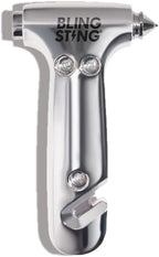 Safety Hammer - Emergency Automotive Escape Tool with Window Breaker, Seat Belt Cutter & Adjustable Car Visor Strap - Tempered Glass Breaker - Steel Blade - Silver (1 Count)