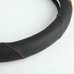 Car Steering Wheel Cover, Leather Steering Wheel Cover Orange Universal 14.5-15 Inch Microfiber Leather Anti-Slip Breathable Auto Steering Wheel Covers for Men Women (Black&Orange)