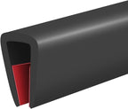 Rubber Edge Trim, Self-Adhesive U Channel Edge Trim, U Shaped Edge Protector for Glass, Mirror, Flexiglass, EPDM Material, Slot Width 3/16"(5mm), Length 10 Ft, Black