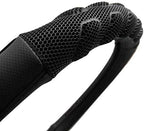 car Steering Wheel Cover Faux Leather Massage Universal fit 3D Honeycomb Hole Anti-Slip Sporty 15 Inches (Black Black)