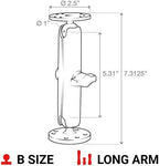 Drill-Down Mount with Double Socket Arm and Dual 2.5" Round AMPS Plates, B Size 1" Ball Mount for Vehicle, Marine & Industrial Device Mounting RAM-B-101U-C