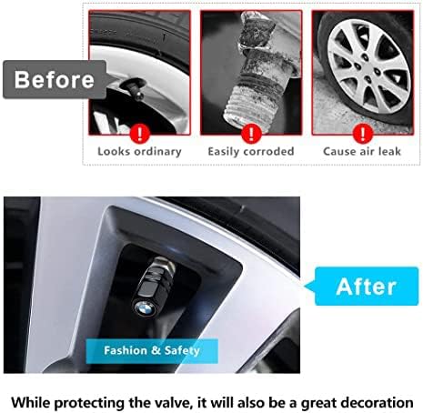 for BMW Keychain, Alloy Valve Stem Caps and Car Keyring Combo Compatible with BMW 1 3 5 6 Series X1 X3 X7 X5 X6 Z4 7 M Series, Black