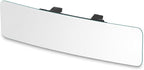 Wide Angle Panoramic Car Rearview Mirror, 12'', Convex, White | Frameless Clip-On Rear View Mirror, Crystal Clear Interior Mirror, Eliminate Blind Spots, Universal Fit Cars, SUVs, Trucks