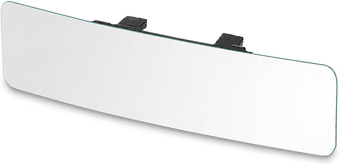 Wide Angle Panoramic Car Rearview Mirror, 12'', Convex, White | Frameless Clip-On Rear View Mirror, Crystal Clear Interior Mirror, Eliminate Blind Spots, Universal Fit Cars, SUVs, Trucks