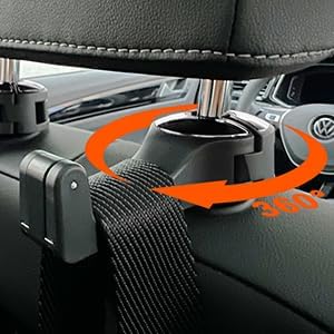 2 in 1 Car Headrest Hook with Cell Phone Holder, Universal for Purses and Bags, 360 Rotation, Silver