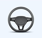 D-Shaped Car Steering Wheel Cover for Volkswagen VW Atlas Tiguan ID.4 Taos Passat Golf Jetta Beetle Polo GTI CC Touareg SE SEL R-line S Cross Sport Accessories, 2026 Leather Black