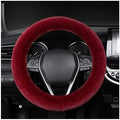 Fuzzy Steering Wheel Cover, 15 inch Soft Wool Fur Steering Wheel Protector, Fluffy Wheel Covers for Winter Warm, Car Interior Decoration Accessories for Women Men (Wine Red)