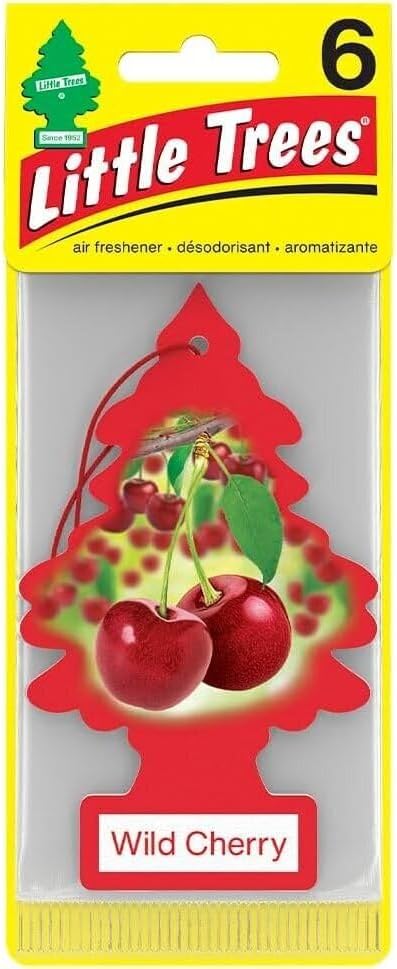 Car Air Freshener | Hanging Paper Tree for Home or Car | Wild Cherry | Pack of 6