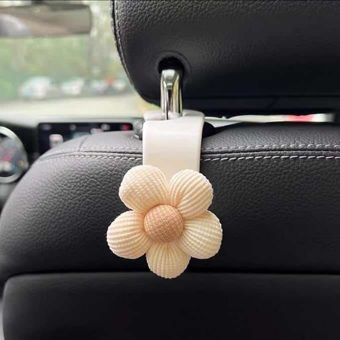 2 Pack Car Purse Hooks, Cute Bow Car Seat Headrest Hook Hanger for Purses and Bags, Space-Saving Car Accessory(Darkbrown)