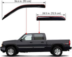 In-Channel Rain Guards, Fits 2001-2007 Chevrolet Silverado & GMC Sierra 1500 (HD), 2500 (HD), 3500, Crew Cab; 2002-2006 Chevrolet Avalanche & Suburban, Cadillac Escalade EXT, GMC Yukon XL, Smoke, 4Pcs