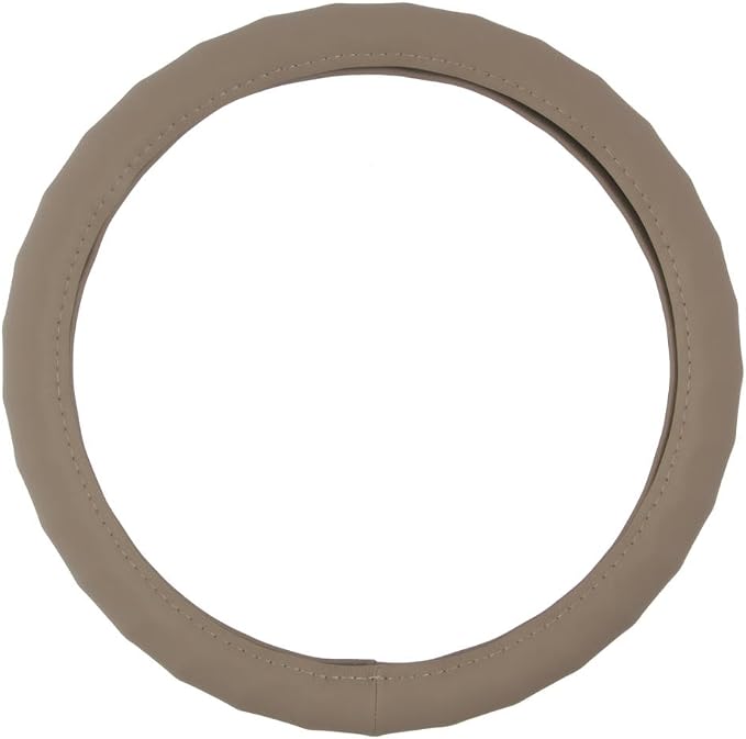 Ergonomic Grip Steering Wheel Cover/Protector for Small Size Steering Wheels in Cars, SUVs, Boats (13.5-14.5") (Genuine Leather (Beige))