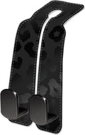 Car Seat Headrest Hook, Universal Leather Cute Hanger Holder Hook, Storage Organizer Interior Accessories for Purse Bags Handbag Black Luxury Leopard