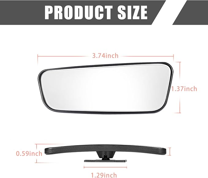 2-Pack Car Blind Spot Mirror, 3.7" x 1.4" Curved Wideangle, High-Definition Glass Adjustable Anti-Glare, Universal Car Side Mirror (Black)