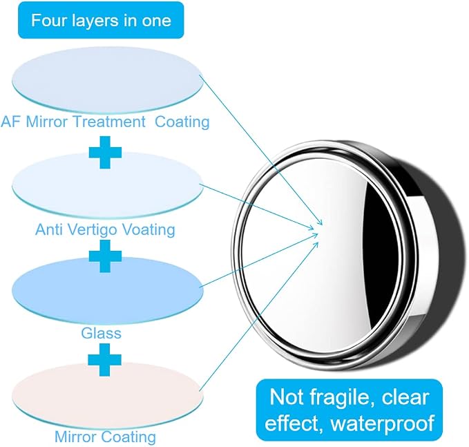 4 Pack Blind Spot Mirror 2 Inch Angle Adjustable HD Glass Round Car Side Rear View Convex Mirror Accessories with Frame for Car SUV Trucks Motorcycles (Silvery)