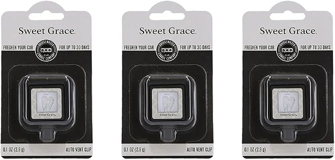 Auto Vent Clip 3 Pack Long Lasting Car Air Freshener-Sweet Grace