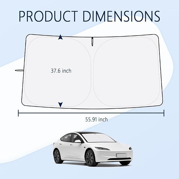 Car Windshield Sun Shade Compatible with Te/SLA 2017-2026 Model 3/Y,Oxford Cloth Sun Shade for Car Windshield with Foldable Design,Windshields Cover Suns Shades with Storage Bag