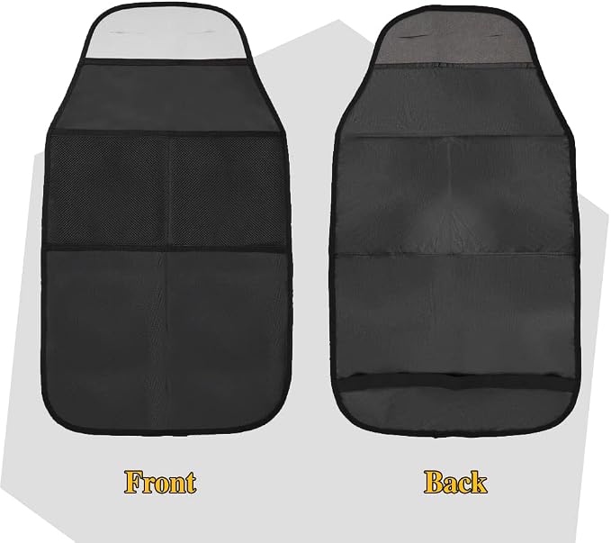 Kick Mats with Organizer, Waterproof Kick Mats Backseat Protector, Durable Car Seat Back Protectors for Vehicles to Protect from Dirt, Mud & Scratches, Fits Most Vehicles
