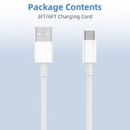 USB to USB C Cable, 2Pack [3FT+6FT] Car Carplay Charging for iPhone 17 Charger Cord, for Apple 17 Air/16/15/Pro/Pro Max/Plus USB A to Type C Cable, for iPad Pro 12.9/11, Air 5th/4th Gen