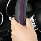 Car Steering Wheel Cover, Leather Steering Wheel Cover Purple Universal 14.5-15 Inch Microfiber Leather Anti-Slip Breathable Auto Steering Wheel Covers for Men Women (Black&Purple)