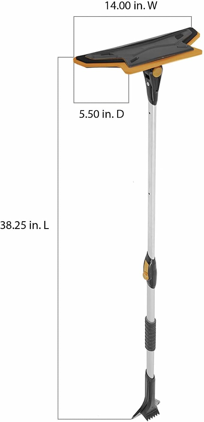 ABTT5212 Telescoping Scratch-Free Snow Brush with End Scraper and Cushioned Grip, 52-Inch