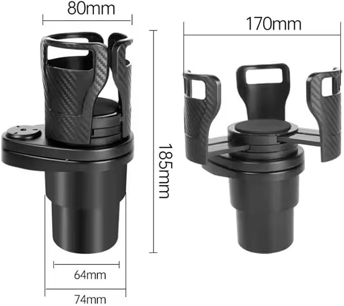 Car Cup Holder Expander for 2013-2018 BMW 3 Series 328i 335i 320i 330i 325i F30 F31, Multifunctional Dual Cup Mount with 360° Rotating Adjustable Carbon Fiber Texture Adapter