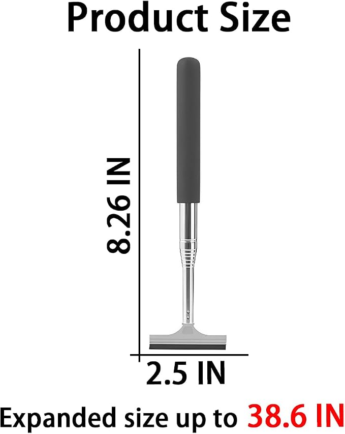 Car Rearview Mirror Wiper, Retractable Auto Glass Squeegee, Water Cleaner with Telescopic Long Rod, Portable Cleaning Tool for All Vehicles, Universal Automotive Accessories (Grey)