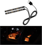 Car LED Strip Light, 24 LEDs RGB Neon Interior Atmosphere Lights, 12V Under Dash Ambient Night Light, USB Port Auto Interior Decorative Lamp, Universal Car Accessories (Orange-Yellow)