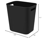 Plastic Small Trash Can Wastebasket, Garbage Container Basket for Bathrooms, Laundry Room, Kitchens, Offices, Kids Rooms, Dorms, 3.5 Gallon, Black
