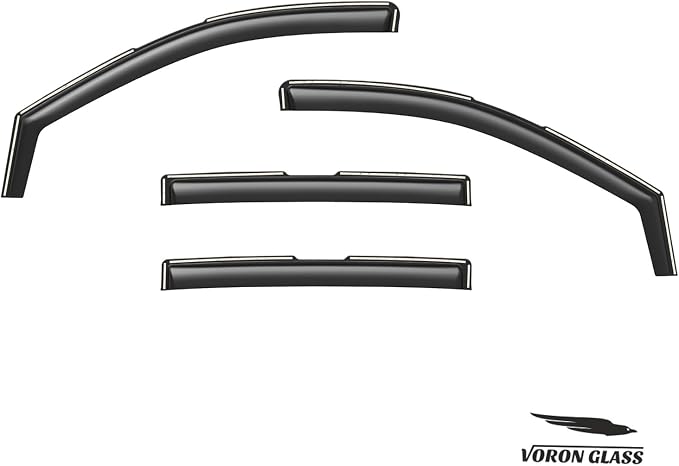 Voron Glass in-Channel Extra Durable Rain Guards for Ford Ranger 2024-2026 SuperCrew, Window Deflectors, Vent Window Visors, 4 Pieces - 200645