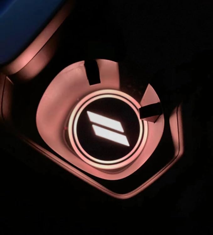 2PCS Rechargeable Ambient Led Light Car Cup Holder Coaster Decal with LDR and Accelerometer 2.7" for Dodge Charger Challenger Durango Dart R/T SRT for Jeep/Chrysler