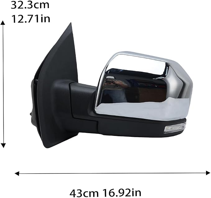 18 Pins Left Chrome Door Side Mirror Assembly For Ford F-150 F150 2015-2020 | Power Folding, Heated, W/ Blind Spot, Memory, Driver Side, FO1320529