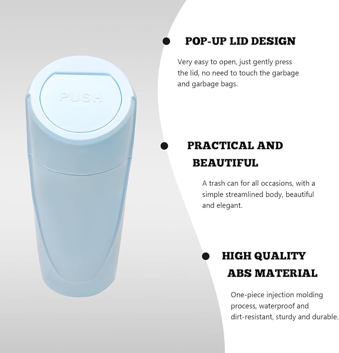 Car Trash Can Bin with Lid, Mini Vehicle Cup Holder Organizer Leakproof Garbage Bin, Waterproof Cup Type Trash Can Multi-Function Storage Container for RV Home Office (Light Blue)
