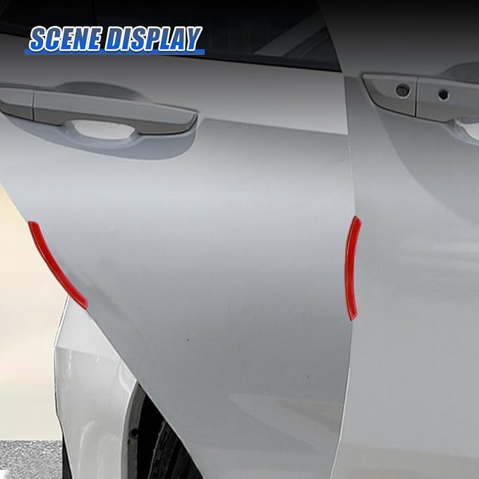 Craedli 4PCS Car Door Corner Edge Guards, Anti-Collision Auto Side Door Edge Trim Sticker, Universal Self-Adhesive Anti-Rub Vehicle Exterior Protector Decoration for SUV Pickup Truck (Red)