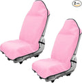 2PCS Car Towel Seat Cover, Waterproof Sweating Non-Slip Premium Soft Towel Carseat Protector, Universal Machine Washable Car Truck SUV Front Seat Cover for Gym Workout Beach Hiking (Pink)