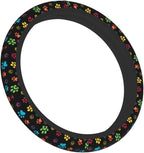 Dog Paw Print Steering Wheel Covers Universal 15 inch Non Slip Neoprene Steering Wheel Protector Cover for Men Women Car Truck