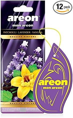MON MA34 Long Lasting Hanging Best Car Air Freshener Patchouli Lavender Vanilla Scent, 12 Pack