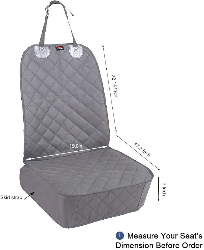 Dog Car Seat Covers, Pet Front Cover for Cars, Trucks, and Suv's - Waterproof & Nonslip Dog Seat Cover(Gray)