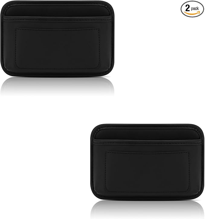 2pcs Universal Car Side Pocket Organizer, PU Leather Car Pocket Pouch Cell Phone Sunglasses Holder Organizer Accessories for Car Seat, Door, Window, Console