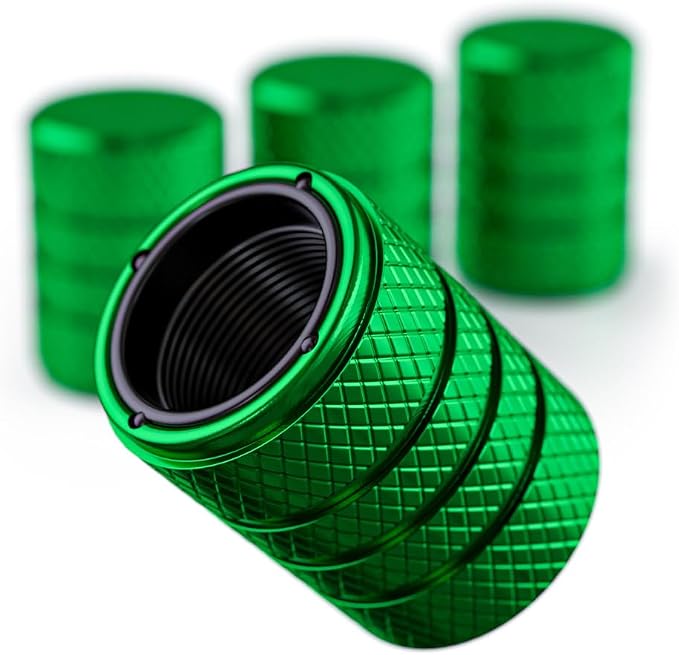 Aluminum Tire Valve Stem Caps – Anti-Rust, Premium Anodized Aluminum, Corrosion-Resistant, Easy Install, Universal Fit for Car, Truck, Bike, SUV – 1 Pack/Set of 4 (Lime Green)