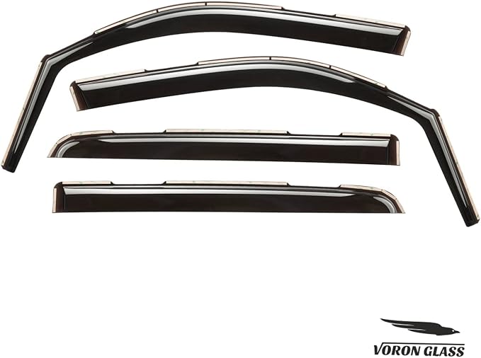 Voron Glass in-Channel Extra Durable Rain Guards for Trucks Dodge RAM 1500 2019-2026 Crew Cab, Window Deflectors, Vent Window Visors, 4 Pieces - 220159