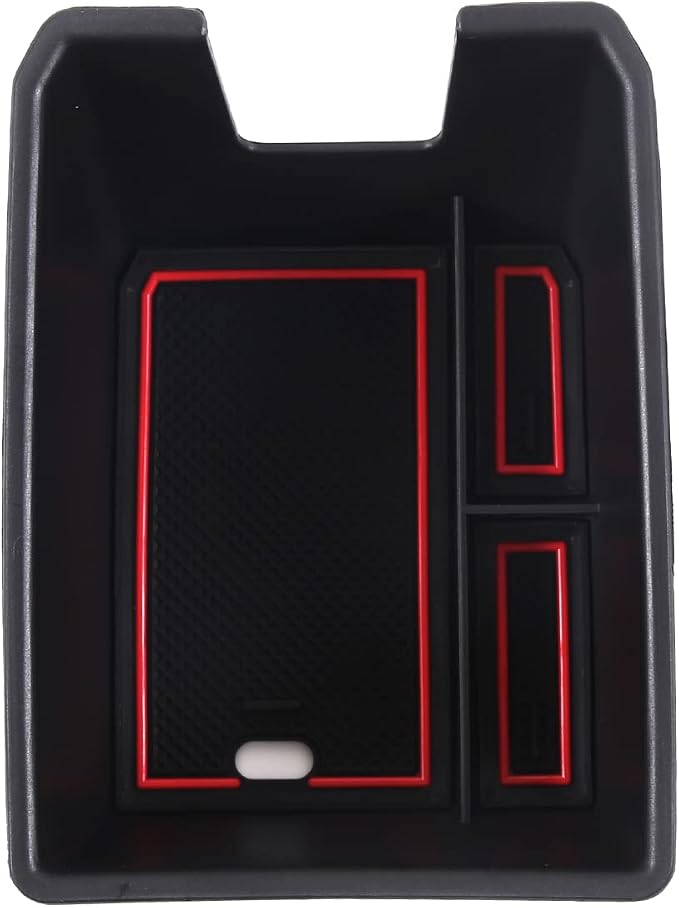 Armrest Storage Box Compatible with Audi Q4 E-Tron 2022 2023 2024 2025, Car Center Console Organizer Tray Armrest Box Insert Coin Container ABS Interior Accessories, With Door Lock Version
