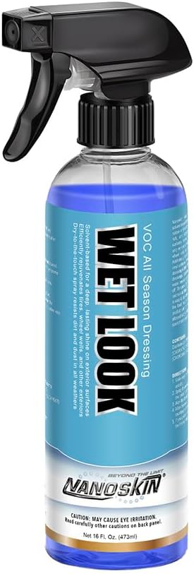 WET LOOK All Season Dressing 16 Oz. - Exterior Rubber & Plastic Solvent Based Dressing for Car Detailing | Produces a Deep, Rich, Long Lasting shine | Safe for Cars Trucks, Motorcycles, RVs