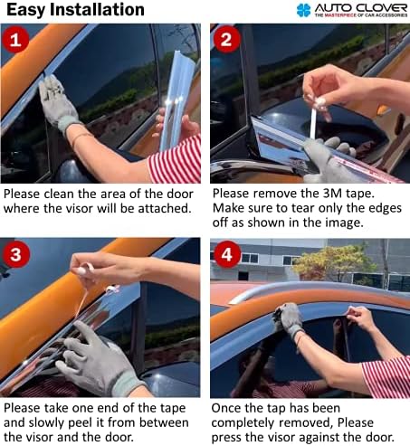 AUTOCLOVER Tape-On Rain Guards Window Visors 6 Pcs Set for Toyota Rav4 2013 2014 2015 2016 2017 2018 / Window Deflectors, Out-Channel Vent Shades (Chrome)