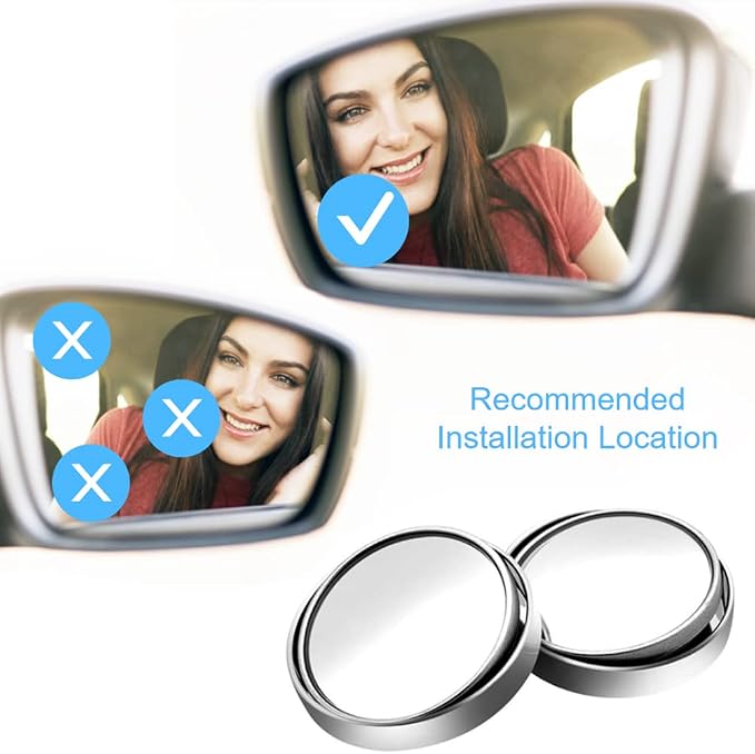 4 Pack Blind Spot Mirror 2 Inch Angle Adjustable HD Glass Round Car Side Rear View Convex Mirror Accessories with Frame for Car SUV Trucks Motorcycles (Silvery)