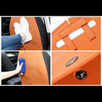 HCMAX 2 Pack Kick Mat Car Seat Back Protector Waterproof Easy to Clean Multifunctional Organizer Storage Bag Travel Accessory PU Leather Beige