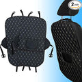 Back Seat Kick Mats 2-Pack, Odor-Free Fabric, Protect Leather w/ 2 Pockets