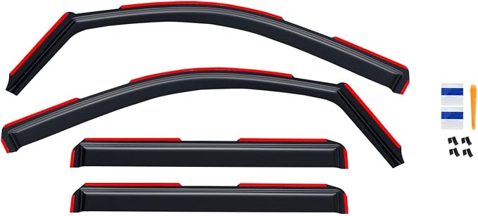 in-Channel Rain Guards for 2015-2020 Chevy Suburban, Window Visor Shields Vent Deflector Shade Wind Dark Smoke 2016 2017 2018 2019 15 16 17 18 19 20, Tape-On Inside-Mount, 4PCS