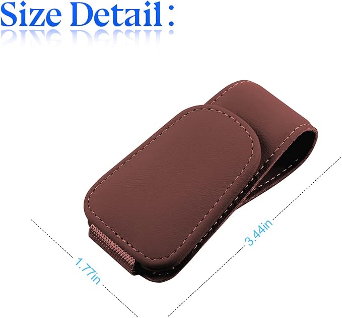 Sunglasses Holder for Car Sun Visor, 2 PCS Magnetic Leather Eyeglass Hanger, Sun Glasses Mount Clip on Visors, Ticket Card Cash Organizer, Auto Interior Accessories (Wine Red)